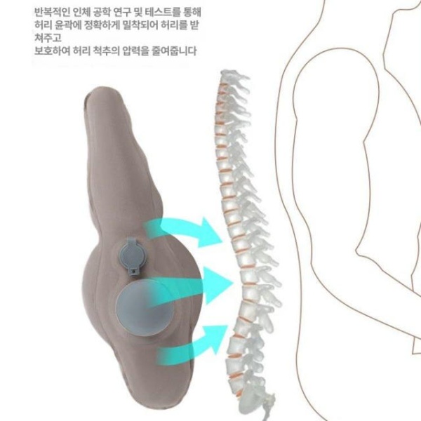 프리미엄 기내용 허리쿠션 파우치 여행용 등받이 비행기 사각형 연그레이 연그레이 - 상세 이미지 3