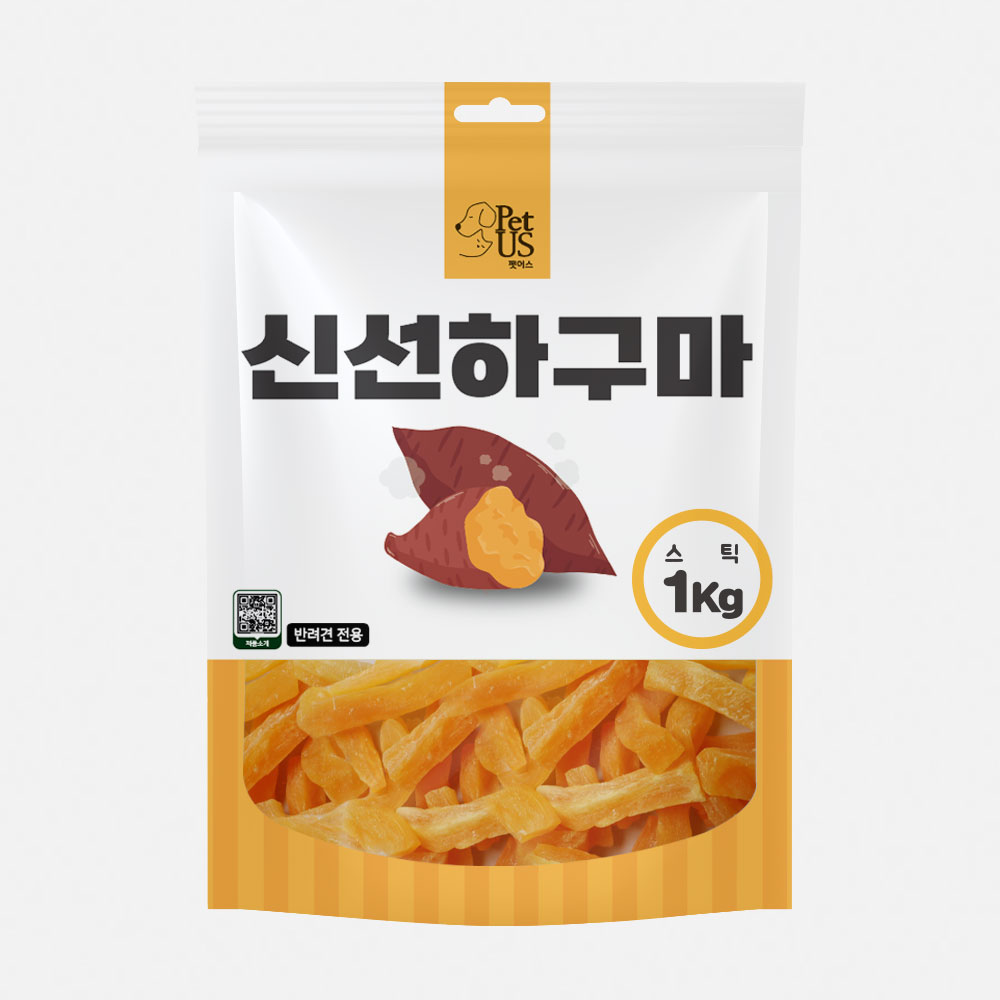 펫어스 신선하구마 강아지고구마말랭이 대용량간식 스틱, 1kg, 1개 - 상품 이미지