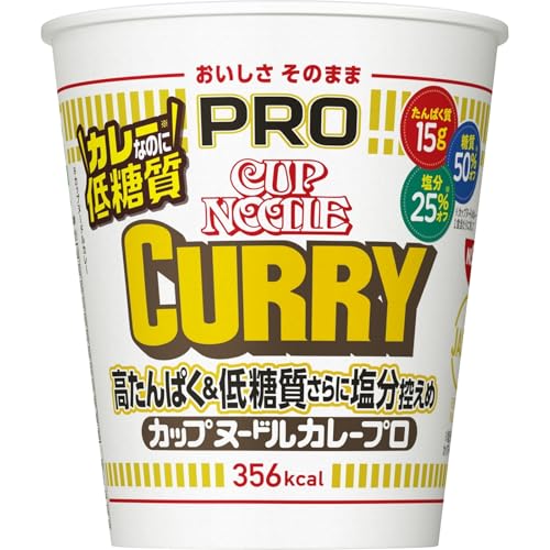 컵누들 일본 닛신 컵라면 PRO 고단백 & 저당질 여기에 염분 조절 카레 85g X 12개 단백질 15g 당질 50% 오프 염분 25% 컷 박스 구매