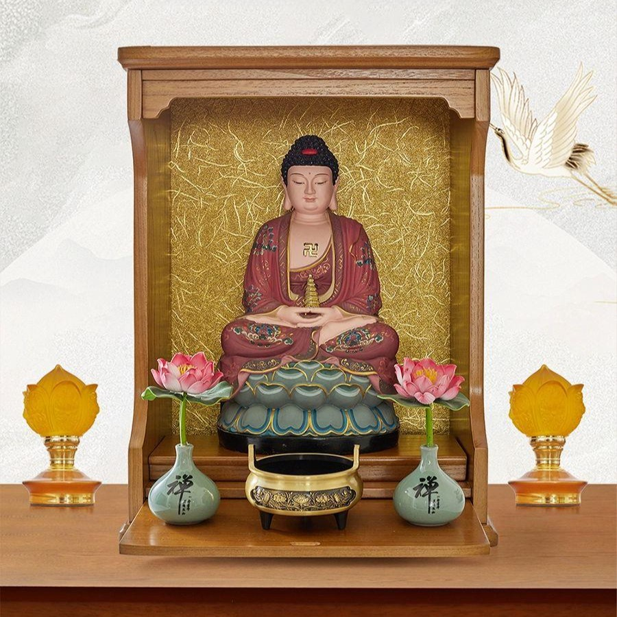 미니 불단 불상 신당 공양대 법단 가정용 제단 받침대 장식 공양 원목 - 상세 이미지 2