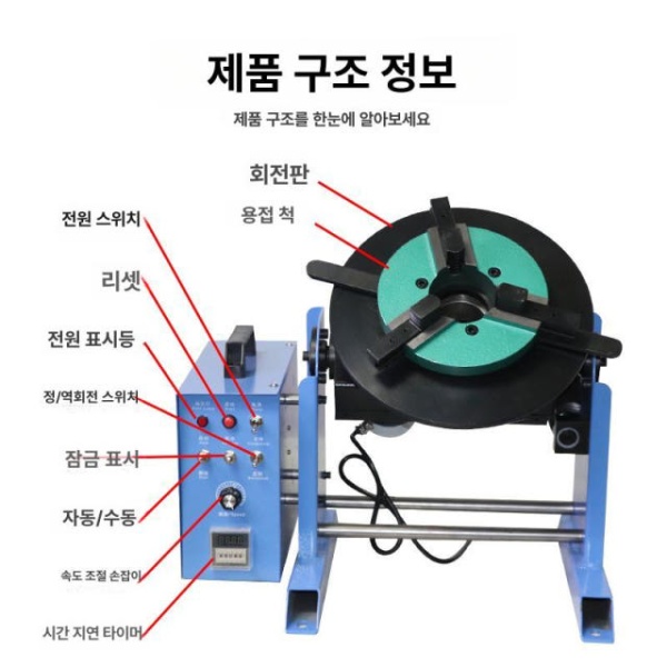 고정밀 용접 턴테이블 포지셔너 회전 디스크 척 클램프 긴손톱 타이머 100kg 200mm 30kg 25홀 표준 - 상세 이미지 3