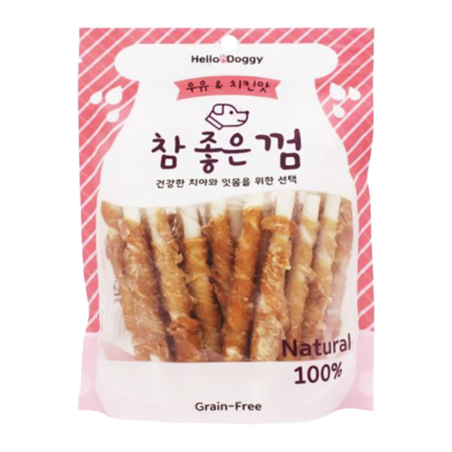 헬로도기 참좋은 강아지양치껌 덴탈껌 이갈이간식 우유+치킨스틱, 24개입, 1개 - 상품 이미지
