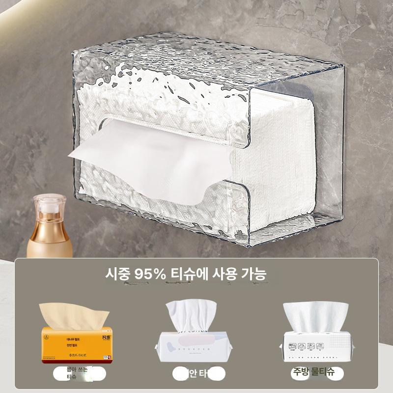 빙하 패턴 티슈 핸드타월 박스 벽걸이형 욕실 주방 종이 수납함 가정용 보관함 빙하 패턴 [투명] - 상세 이미지 3