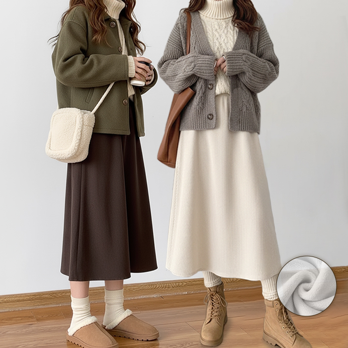 코듀로이 기모 밴딩 롱스커트 6color - 상세 이미지 3
