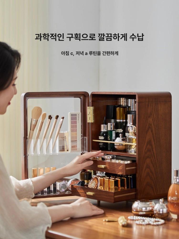 원목 화장품 정리함 트레이 소품 수납 향수 정리대 미니 다용도 우드 엔틱 메이크업 보관함 - 상세 이미지 4