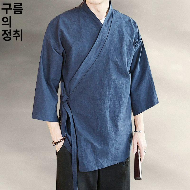 7부 조리복 여름 생활한복 남성 가운 개량 일식 쉐프복 유니폼 횟집 요리사복 주방 - 상세 이미지 2