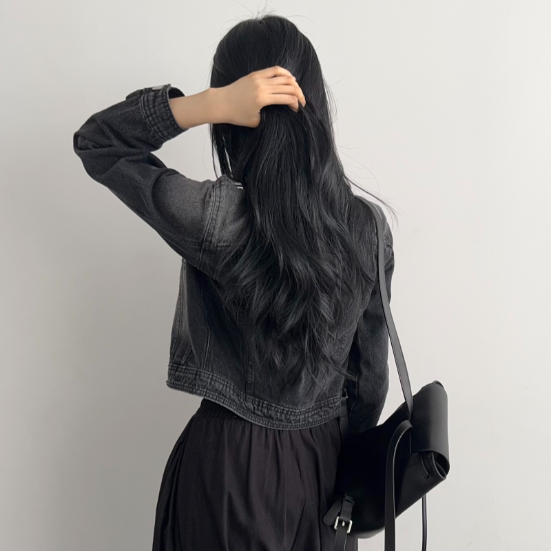 봄아우터 빈티지 크롭자켓 워싱 청자켓 이미지 7
