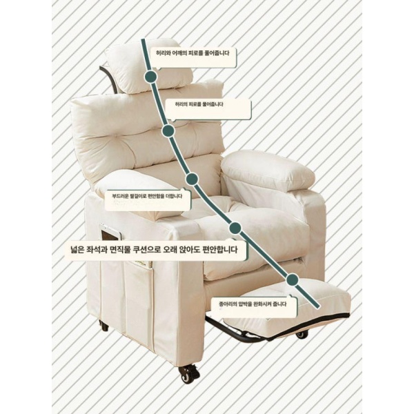 프리미엄 침대형 의자 컴퓨터 중역용 발받침 서재용 접이식 난간형 크림 화이트 두꺼운쿠션 + 고정 A 나일론 받침대 고정형 팔걸이 소녀 핑크 두꺼운쿠션 사은품 없음 고정형 팔걸이 - 상세 이미지 2