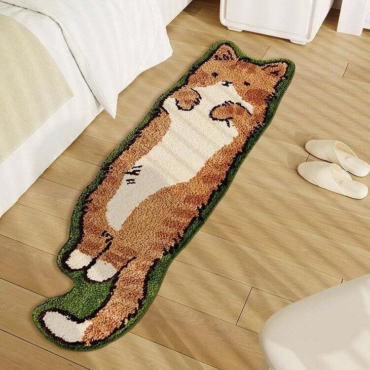 푹신한 고양이러그 침대옆 소파 바닥 매트 미끄럼방지 물세탁 A 40x120cm 인조캐시미어 - 상세 이미지 4