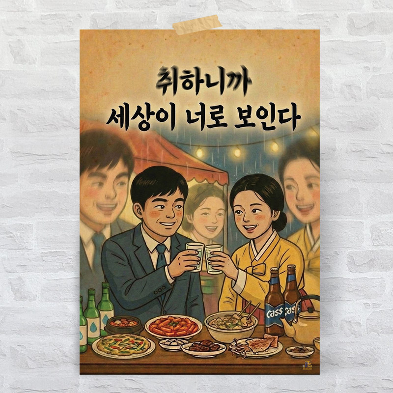 K12 술집 인테리어 대형 레트로 복고 포스터 옛날 감성 포차 개업 선물 문구 그림 - 상품 이미지