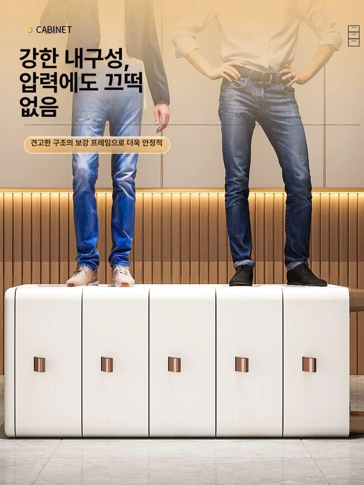 틈새 수납장 서랍형 간식 장난감 다층 거실 주방 수납박스 슬림 옷장 플라스틱 보관함 두꺼운 가죽 손잡이 3단 - 상세 이미지 4