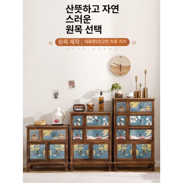 고풍스러운 자개서랍장 수납장 캐비닛 빈티지 스토리지 고가구 베이킹 LZ011 로스티드 4단 완전 조립 완료 LZ011 로스티드 2단 완전 조립 완료 - 상세 이미지 3