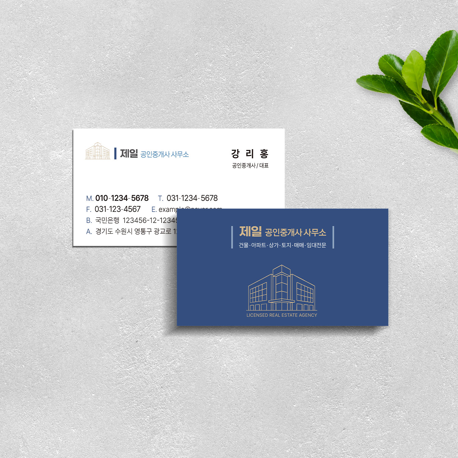 공인중개사 부동산 명함 디자인 일반 코팅지 양면 500매 인쇄 제작 - 상세 이미지 4