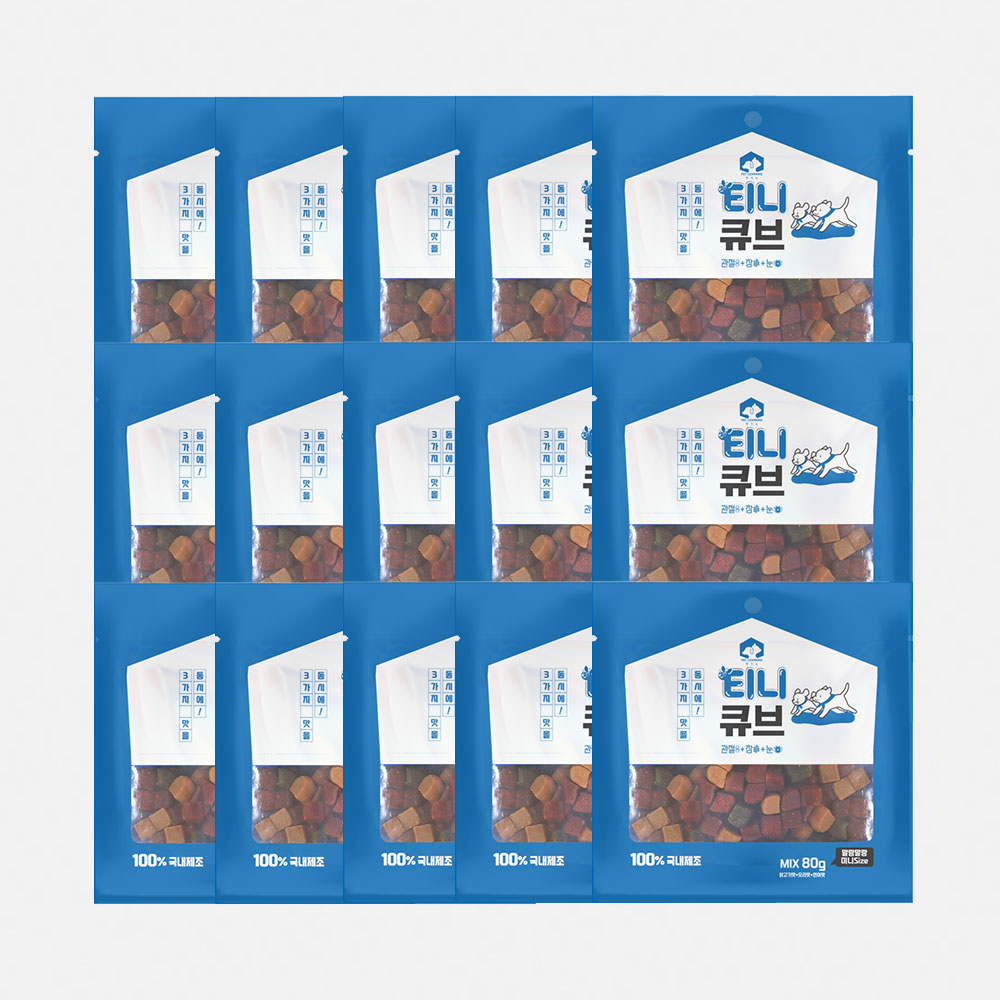 펫러닝 티니큐브 트릿 강아지져키 노즈워크간식 믹스, 80g, 15개 - 상품 이미지