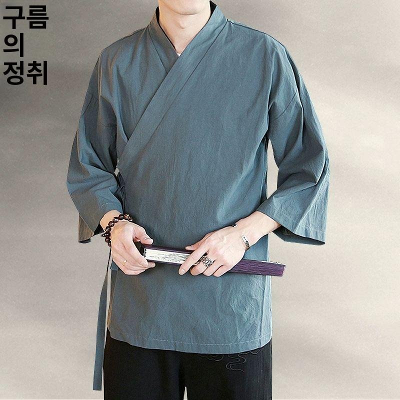 7부 조리복 여름 생활한복 남성 가운 개량 일식 쉐프복 유니폼 횟집 요리사복 주방 - 상세 이미지 3
