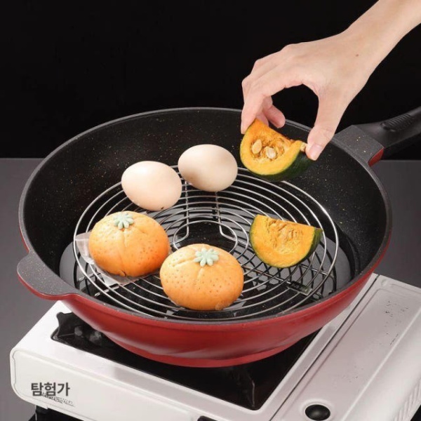 프리미엄 찜 받침대 만두 찐빵용 찜용 채반 오븐 삼발이 타공팬 22cm 짧은다리 16cm 짧은다리 - 상세 이미지 4