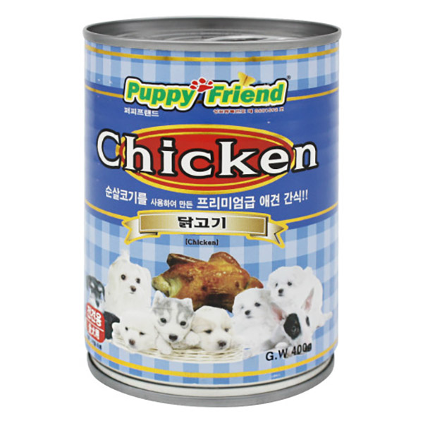 퍼피프랜드 강아지캔 강아지통조림 애견 습식 유동식 닭고기(대용량), 400g, 1개 - 상품 이미지