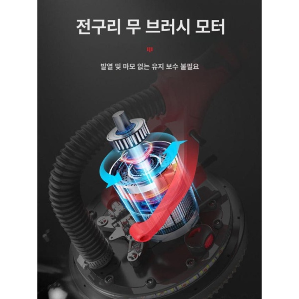 전문가용 강력 전동 원형 샌딩기 공구함 1.8m 레드 흡입기 사포 50장 그레이고속작업용 2m 사포 20장 자흡없 - 상세 이미지 2