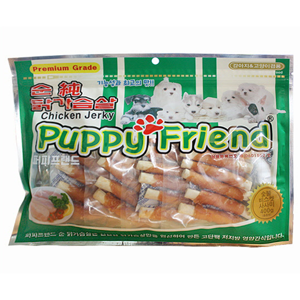퍼피프랜드 강아지대용량간식 강아지닭가슴살 애견간식 숯불치킨비스켓사사미, 400g, 1개 제품 이미지