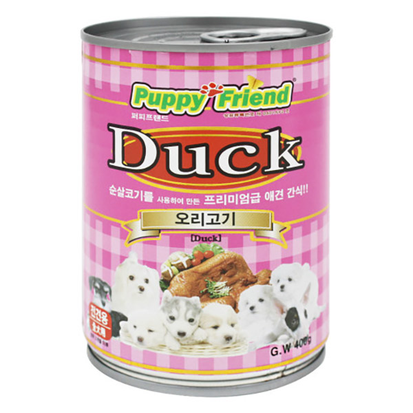 퍼피프랜드 강아지캔 강아지통조림 애견 습식 유동식 오리고기(대용량), 400g, 1개 - 상품 이미지