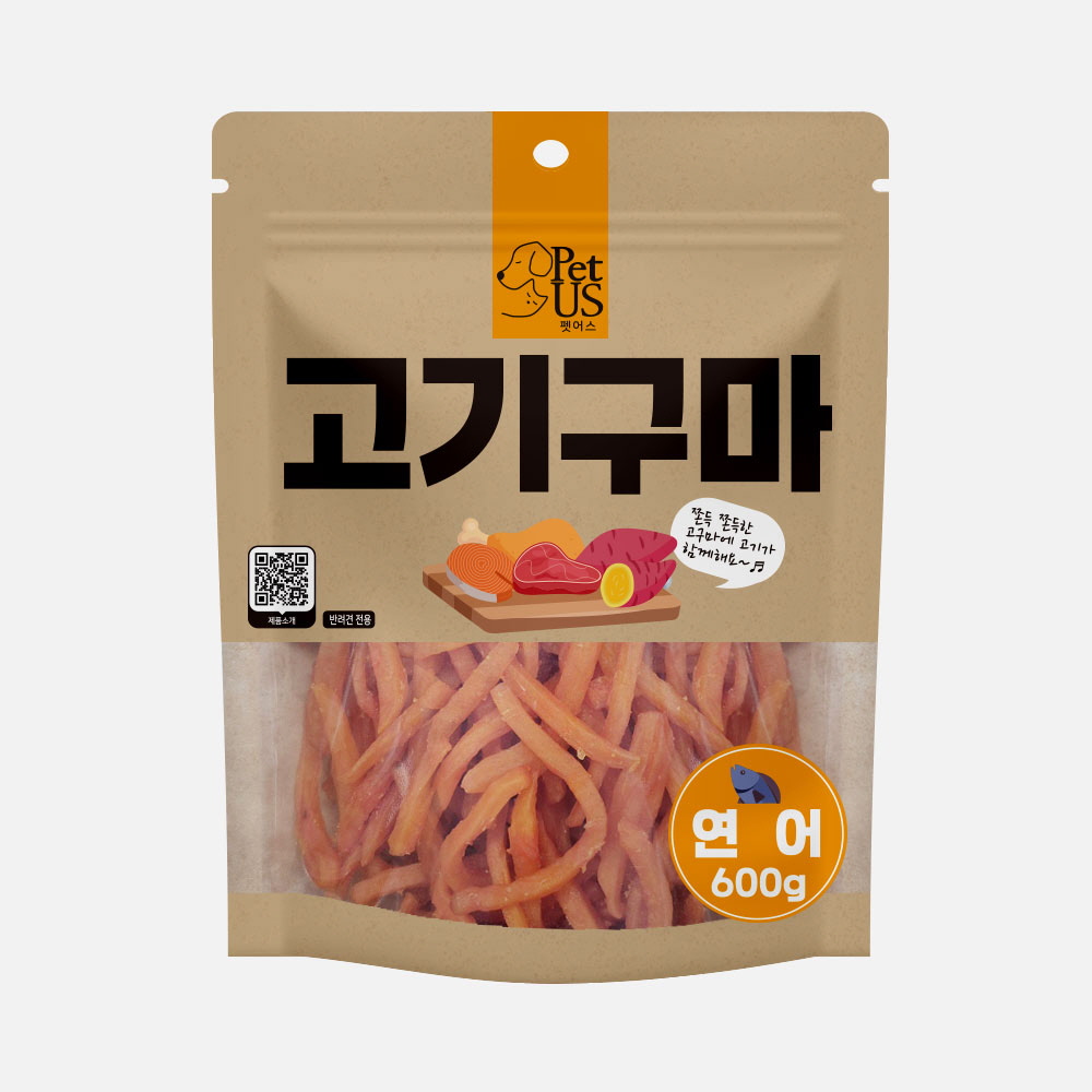 펫어스 고기구마 강아지고구마 강아지닭가슴살 대용량간식 연어+고구마, 600g, 1개 - 상품 이미지