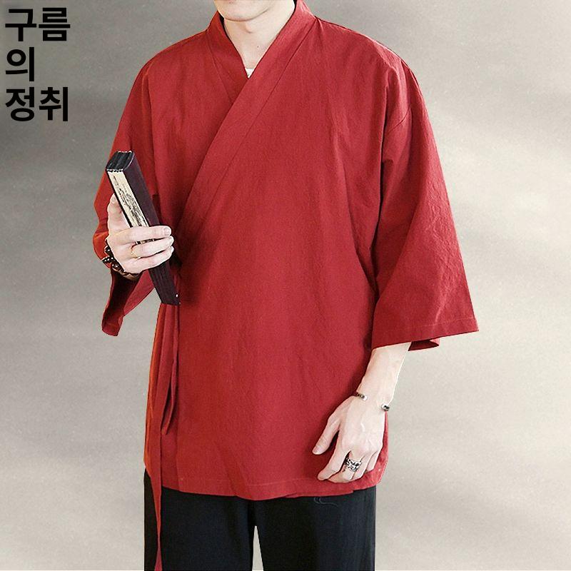 7부 조리복 여름 생활한복 남성 가운 개량 일식 쉐프복 유니폼 횟집 요리사복 주방 - 상세 이미지 5