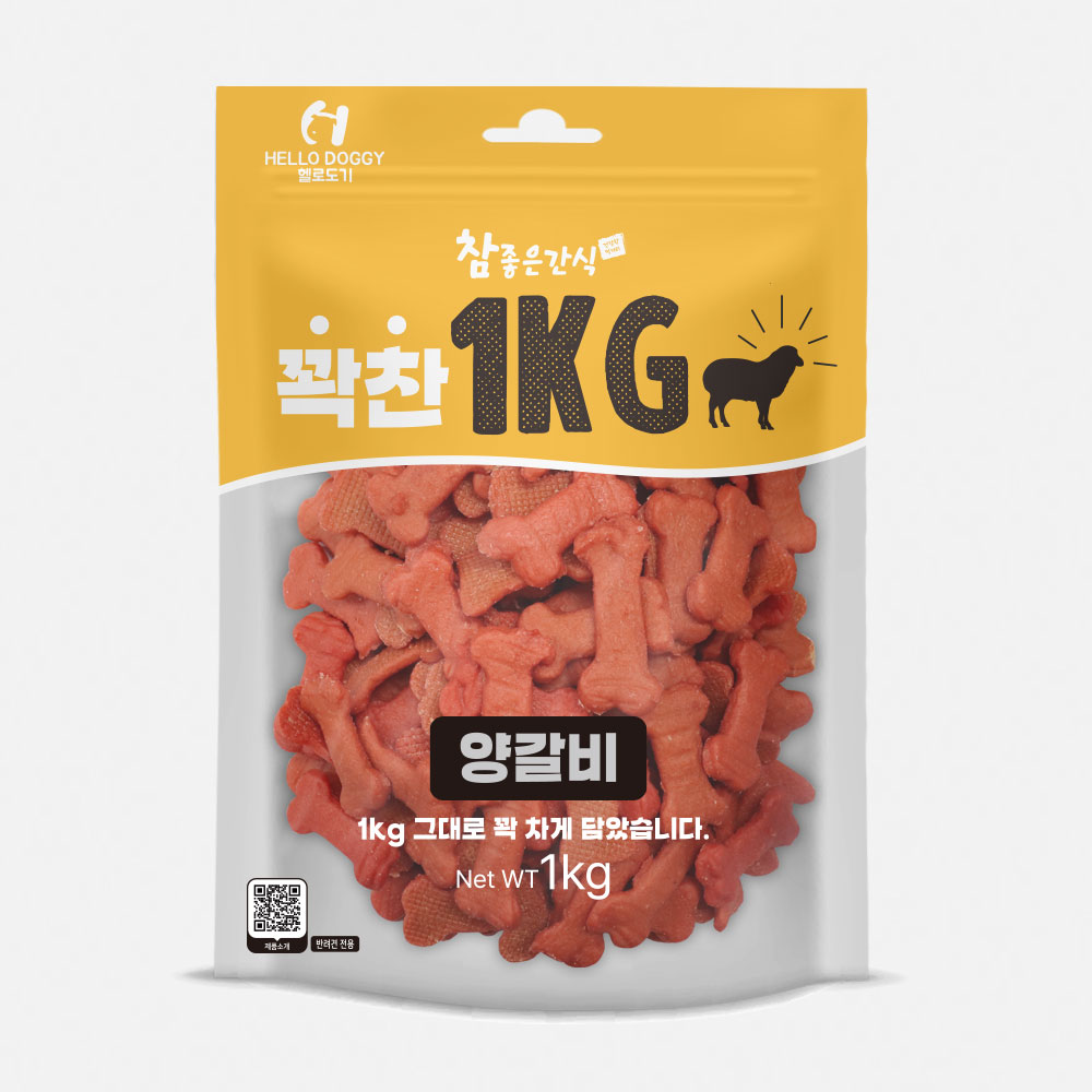 헬로도기 꽉찬 강아지대용량간식 강아지고구마 닭가슴살 간식 양갈비, 1kg, 1개 - 상품 이미지