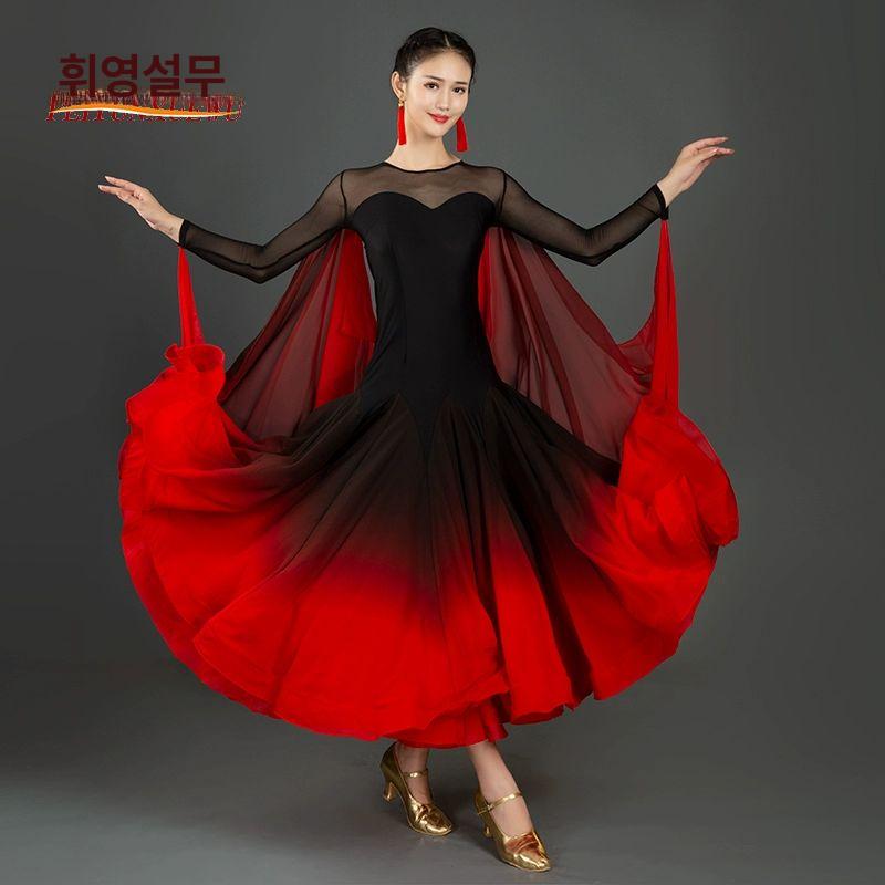 왈츠 드레스 치마 볼룸 스포츠복 퍼포먼스 의상 무용복 공연복 댄스복 - 상세 이미지 2