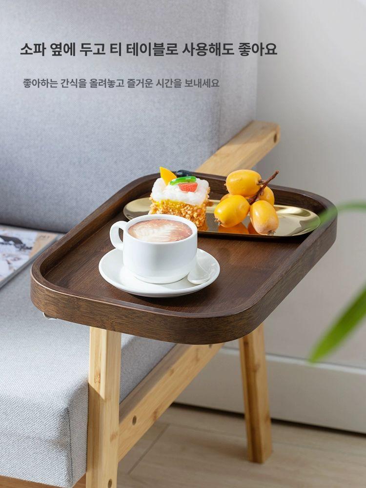 침대 수납 걸이 거치대 미니 간이 사이드 선반 원목 월넛 컬러 - 상세 이미지 5