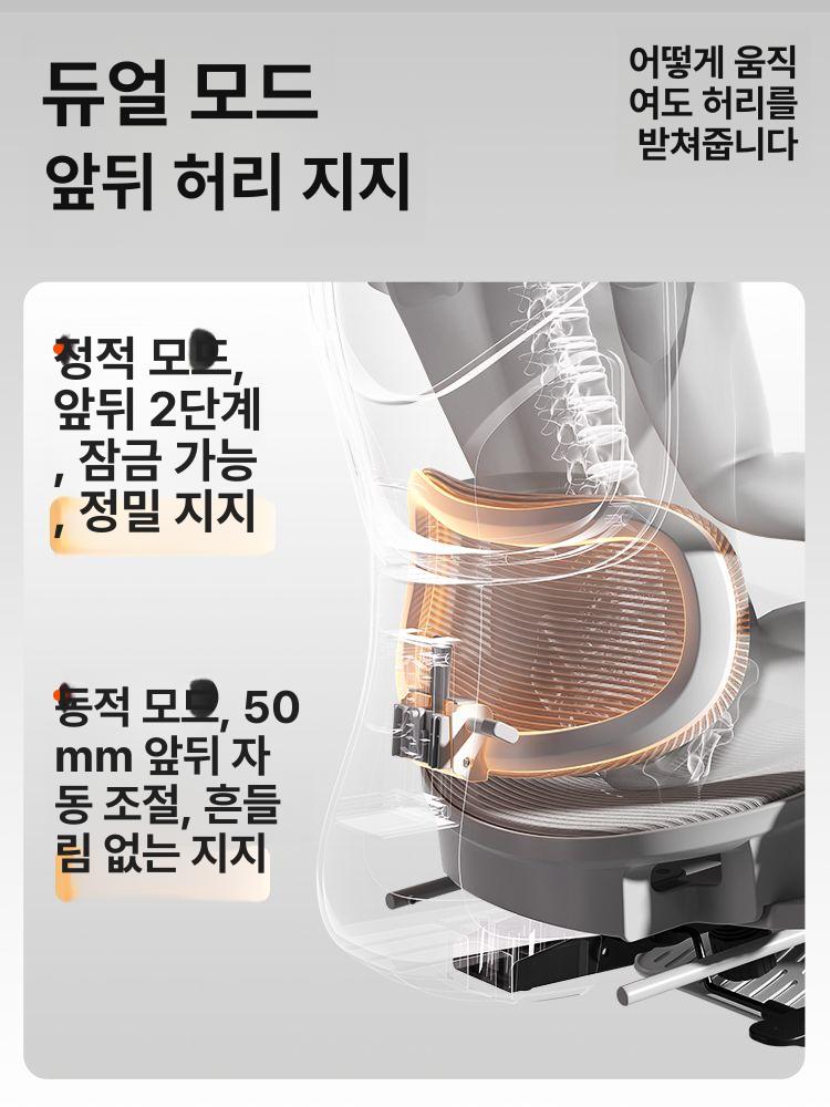 인체공학 컴퓨터 사무실 게이밍 집 사무용 S9Pro 지지대+조절 4D 메쉬 A 고하중 5발톱 회전식 높이 조절 팔걸이 - 상세 이미지 4