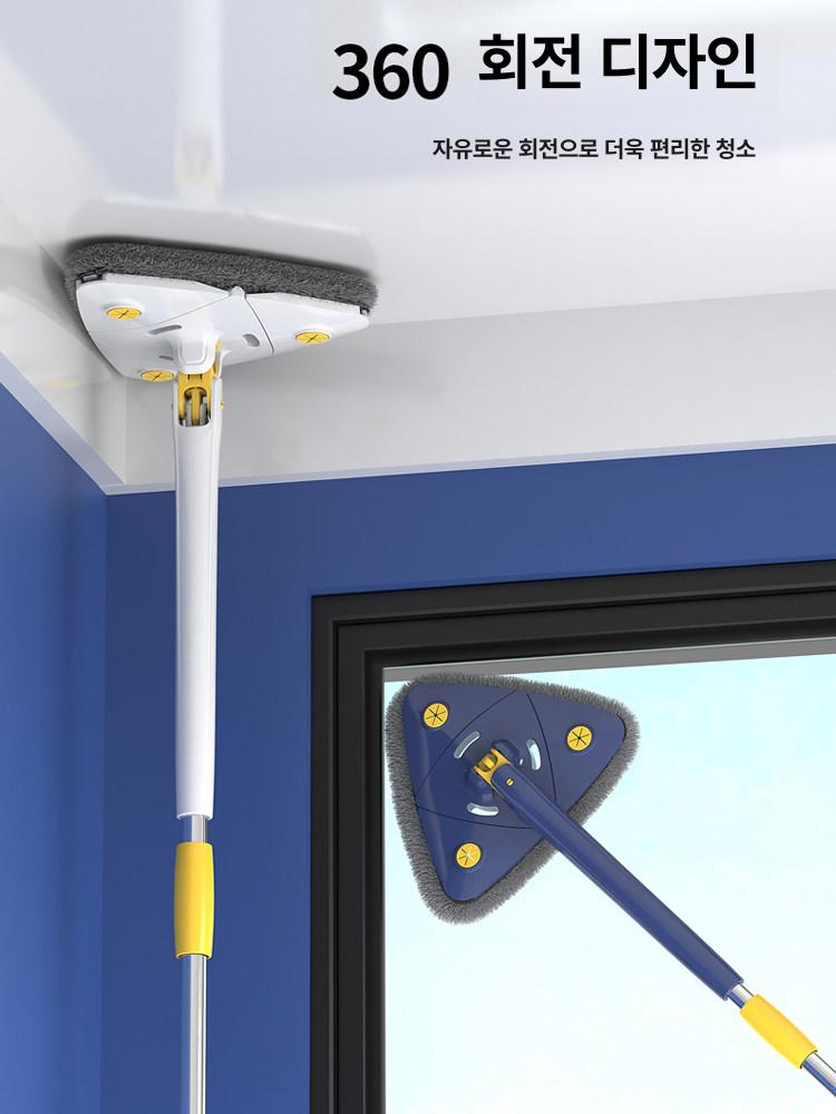 손세탁 필요 없는 밀대 청소 삼각 도구 걸레 천장 유리 회전 - 상세 이미지 2