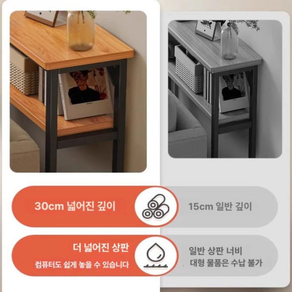슬림형 틈새 선반 미니 좁고 긴 수납 침대 옆 간이 책상 침실 1단계깊이확장 골든옐로우 120 30cm B 화이트 이동식 모델 25 20x40 - 상세 이미지 4