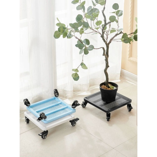 프리미엄 이동식 화분받침대 철제 블랙 원예용 바퀴형 물받이 45 x 45x9cm 화이트 25 x 25x9cm - 상세 이미지 3