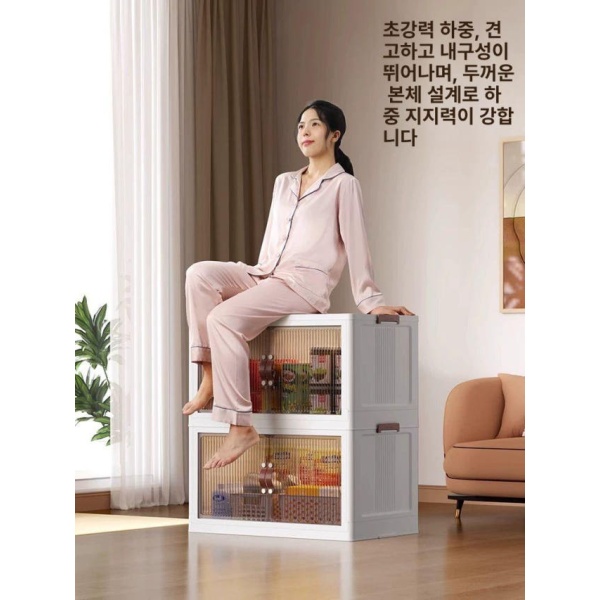 프리미엄 이동식 대형 수납장 반투명 보관함 슬라이딩 리빙박스 4단 50cm폭 초대형 60cm폭 1단 - 상세 이미지 3