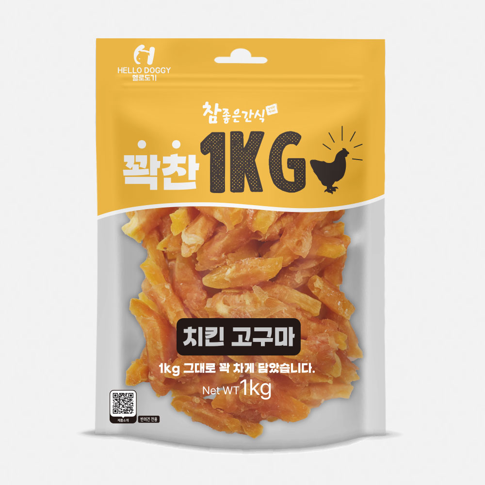 헬로도기 꽉찬 강아지대용량간식 강아지고구마 닭가슴살 간식 치킨고구마, 1kg, 1개 이미지 1