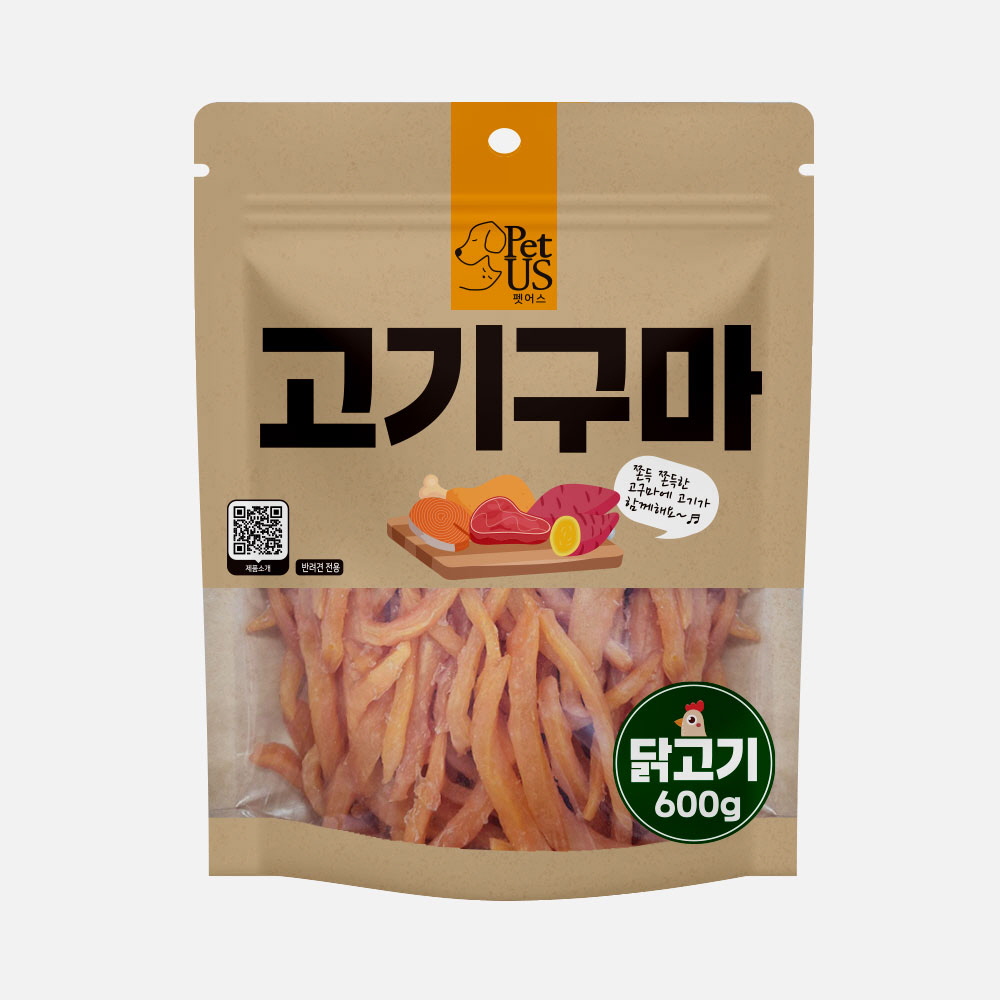 펫어스 고기구마 강아지고구마 강아지닭가슴살 대용량간식 닭고기+고구마, 600g, 1개 - 상품 이미지