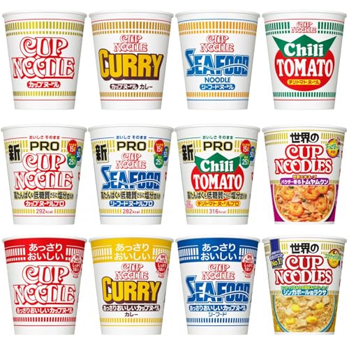 컵누들 일본 닛신 컵라면 시리즈 12종 X 각 1개 레귤러 사이즈 모듬 세트 박스 구매