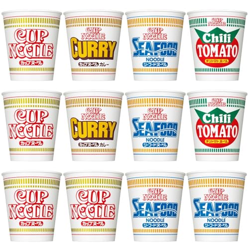컵누들 일본 닛신 컵라면 인기 4종 (간장·카레·해물·칠리토마토) 총 12식 어소트 세트 모듬