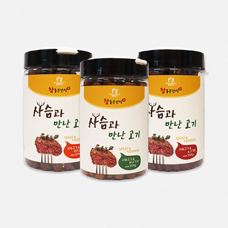 헬로도기 사슴고기 강아지져키 다이어트간식 사슴+오리고기, 304g, 1개 - 상세 이미지 2