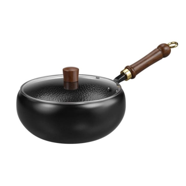 프리미엄 철제 대구장인 제작 코팅되지 않은 팬 조리용 대팟 30cm 매끄러운 표면 유리뚜껑 24cm 매끄러운 표면 - 상품 이미지