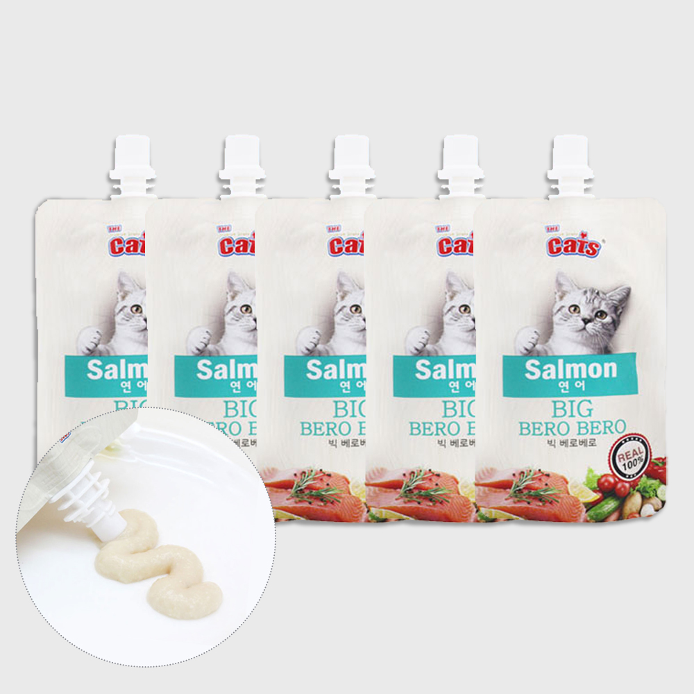 더캣츠 빅베로베로 고양이파우치 고양이츄르 짜먹는간식 연어, 85g, 5개 - 상품 이미지
