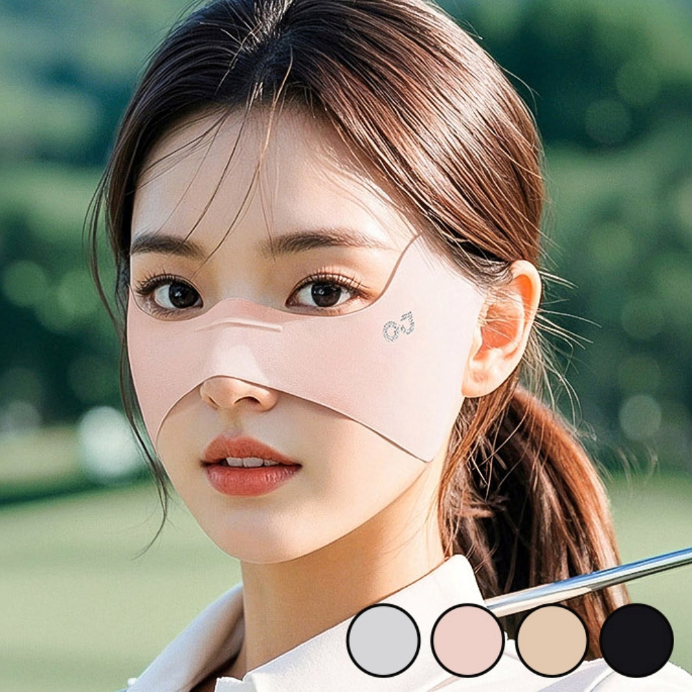 여성 여름철 햇빛 차단 나비 날개 큐빅 포인트 로고 마스크 - 상품 이미지