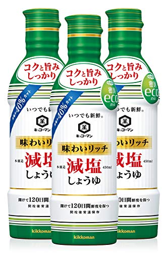 기꼬만 언제나 신선한 맛이 풍부한 저염 간장 450mlX3개