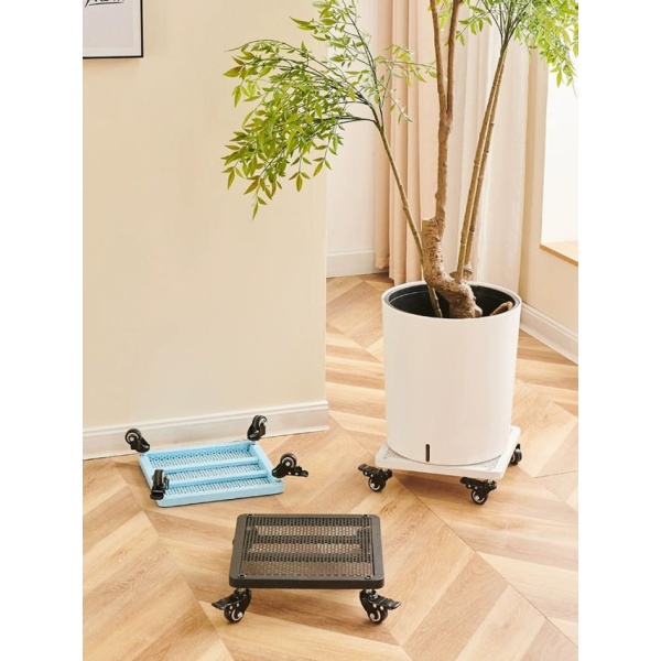 프리미엄 이동식 화분받침대 철제 블랙 원예용 바퀴형 물받이 45 x 45x9cm 화이트 25 x 25x9cm - 상세 이미지 2