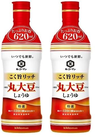 기꼬만 식품 언제나 신선 고쿠우마 리치 특선 통대두 간장 620ml 2개입