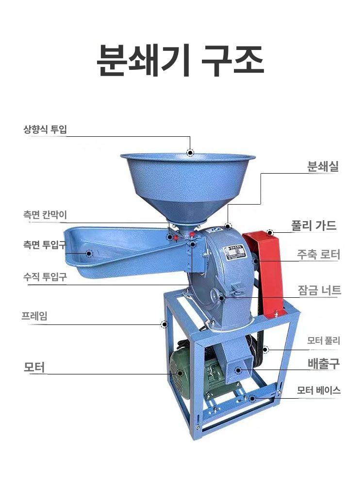 곡물분쇄기 옥수수 분쇄기 약용 사료 양념 믹서기 제분기 오곡 대형 가정용 - 상세 이미지 4
