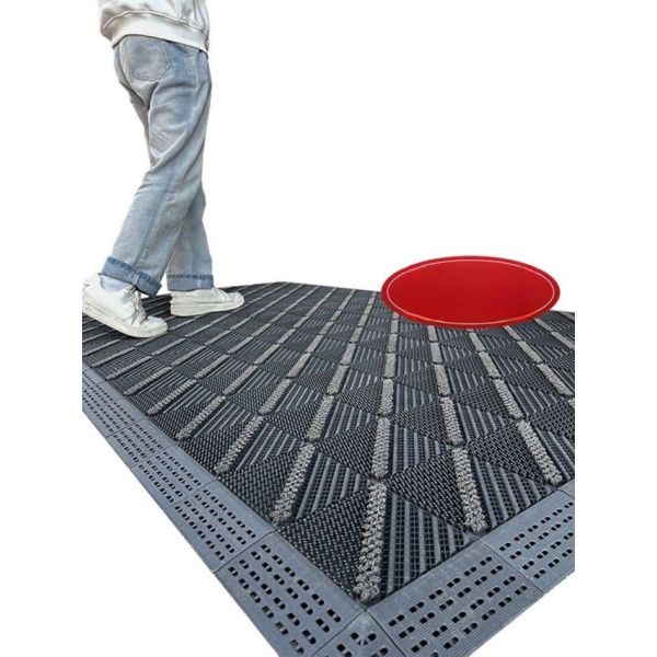 최강 상가 옥외용 논슬립매트 발판 현관 T 브러시 베이스 120cm x 150cm 흙먼지털이 업소용 이중 브러시 레드 베이스 60cm x 90cm - 상품 이미지