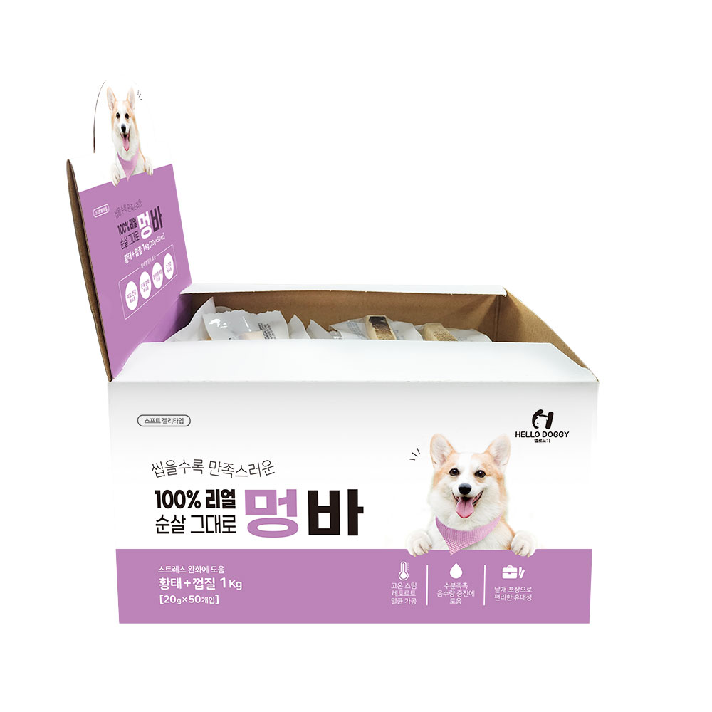 헬로도기 멍바 강아지육포 강아지져키 통살 껍질 간식 황태껍질, 1kg, 1개 - 상품 이미지