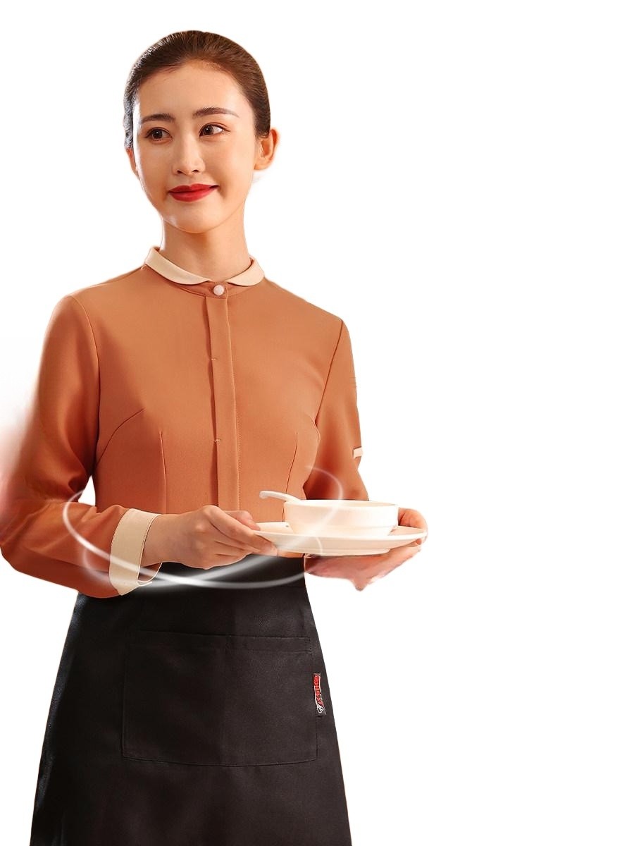 반팔 호텔 서빙복 카페 긴팔 앞치마 레스토랑 여름유니폼 식당 단체복 서빙유니폼 - 상품 이미지