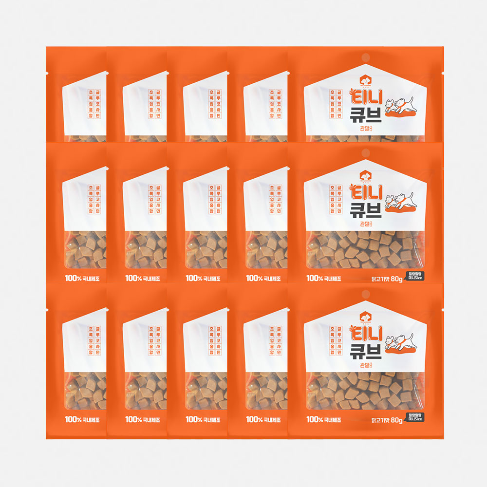 펫러닝 티니큐브 트릿 강아지져키 노즈워크간식 닭고기, 80g, 15개 - 상품 이미지